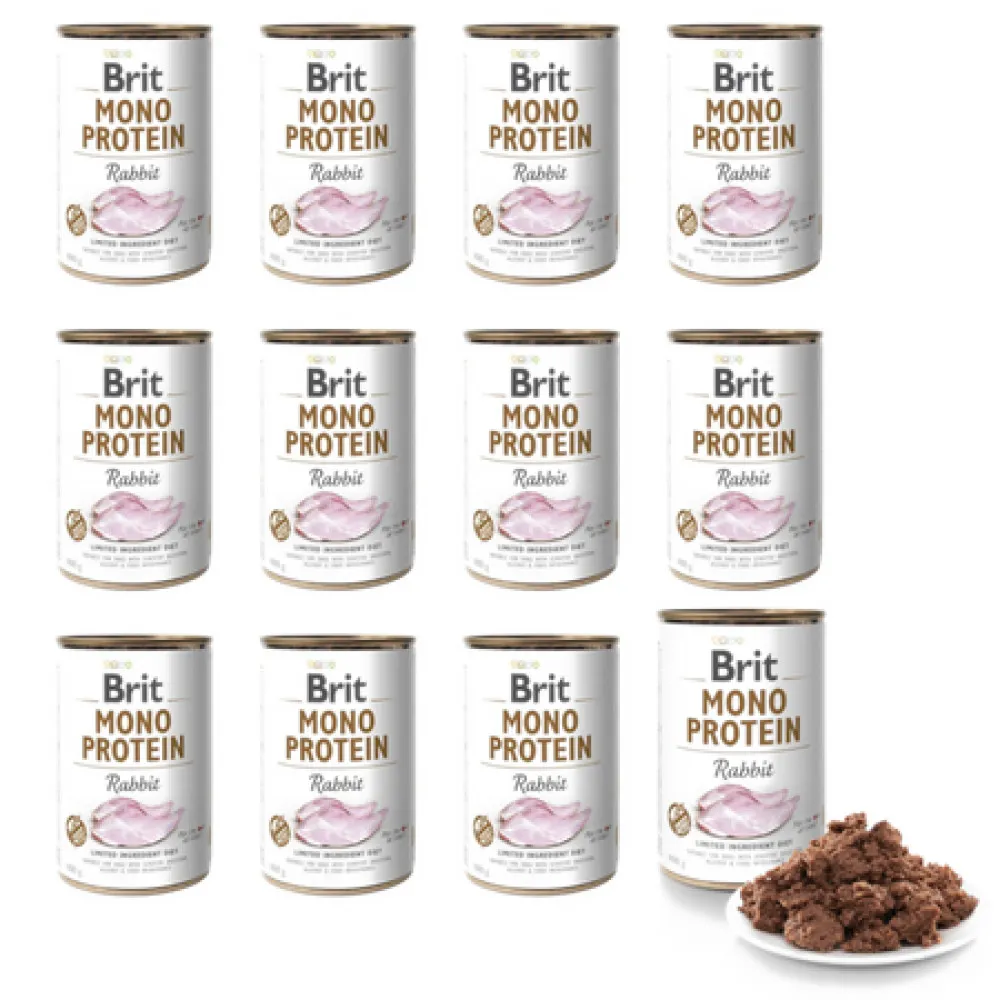 BRIT Mono Protein Rabbit - mokra karma z królikiem dla psa - 12x400 g thumbnail 1