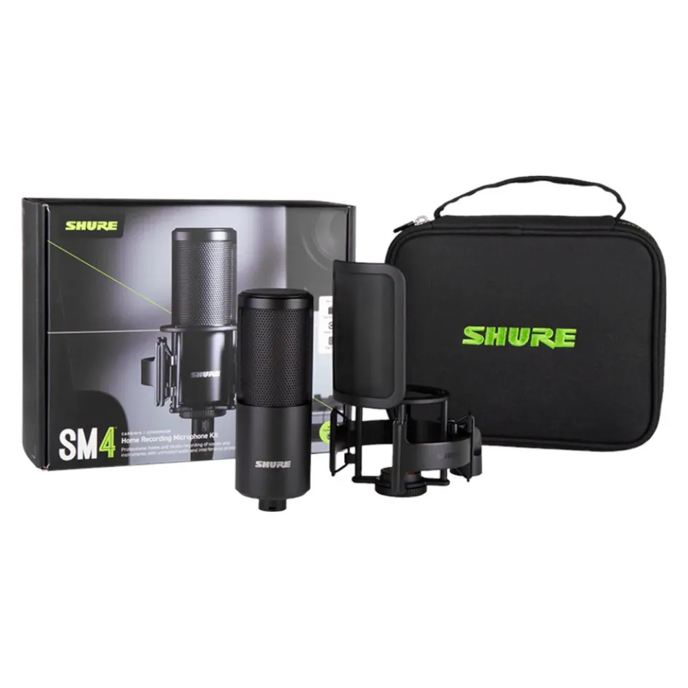 Shure SM4-K-KIT - Mikrofon pojemnościowy, zewnętrznie polaryzowany, uchwyt, popfiltr, etui thumbnail 1