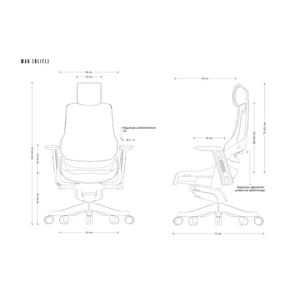 Fotel biurowy Wau BL412 tkanina navyblue/czarny thumbnail 3