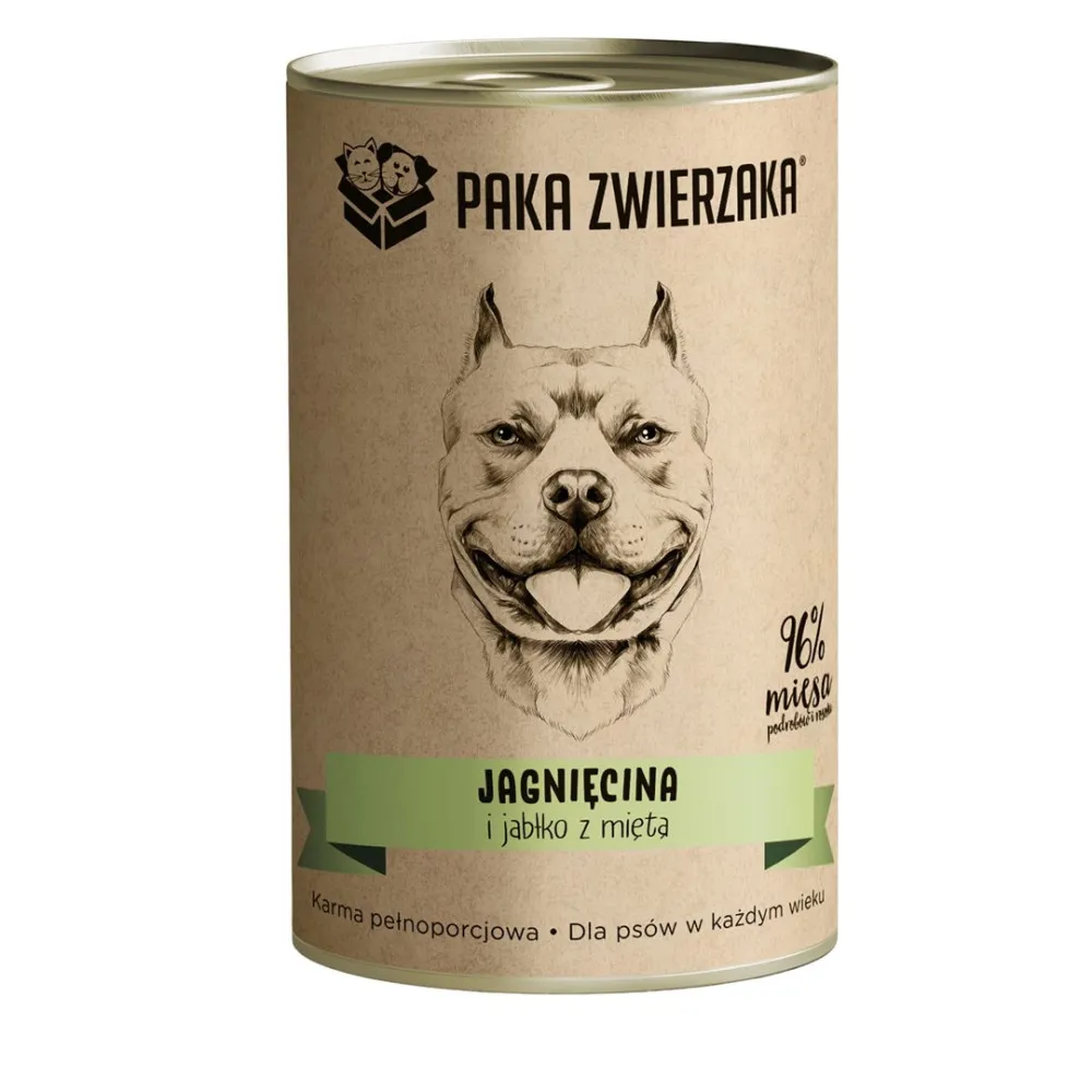 Mokra karma dla psa Paka Zwierzaka Jagnięcina i jabłko z miętą 24x400g thumbnail 2