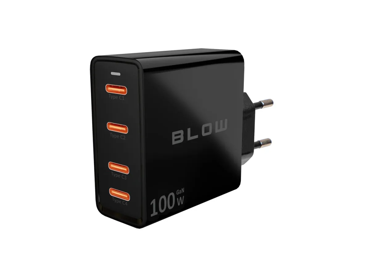 BLOW ŁADOWARKA SIECIOWA GNIAZDO USB-CX4 PD 100W GAN CZARNA thumbnail 1