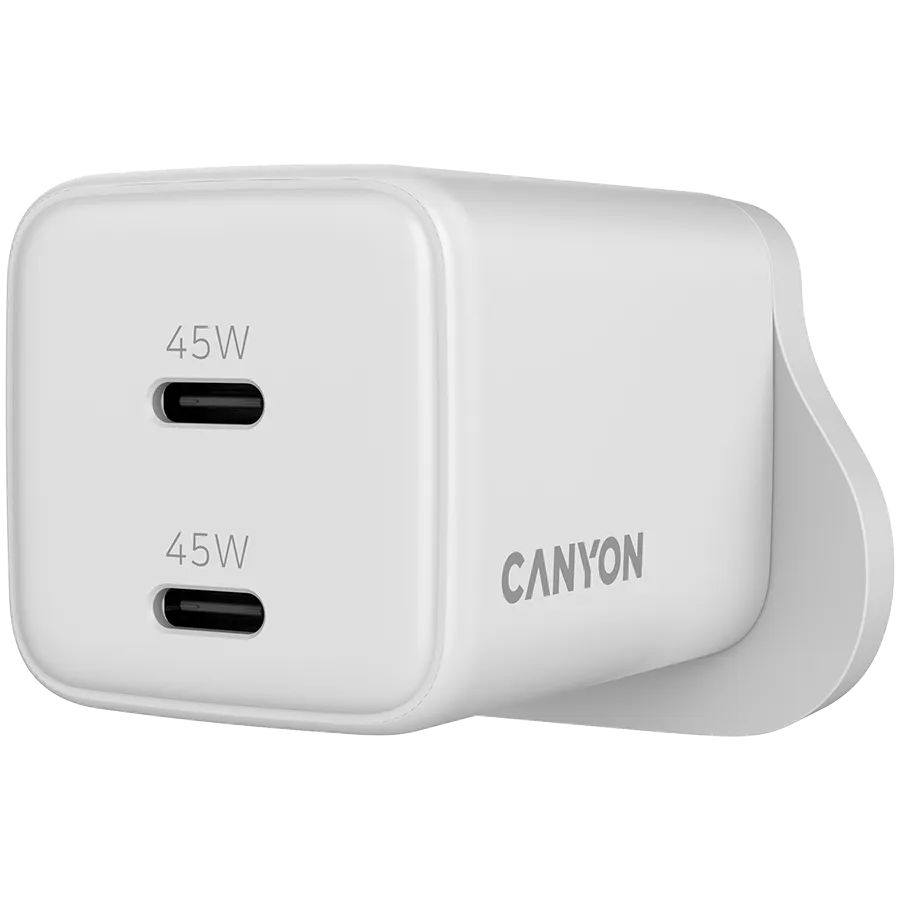 CANYON Ładowarka sieciowa CU65ACC GaN 65W 2xPD 1xQC UK Biała thumbnail 2