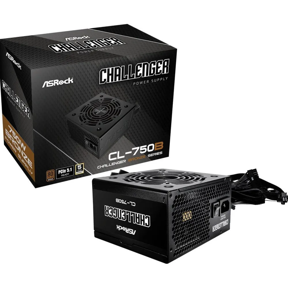 Zasilacz ASRock CHALLENGER 750W 80 Plus Bronze (90-UXC075-BNEAAA) thumbnail 1