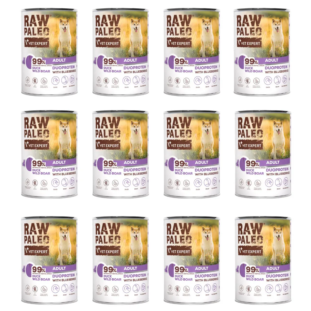 Raw Paleo Duck&Boar Adult Can 12x400g thumbnail 1