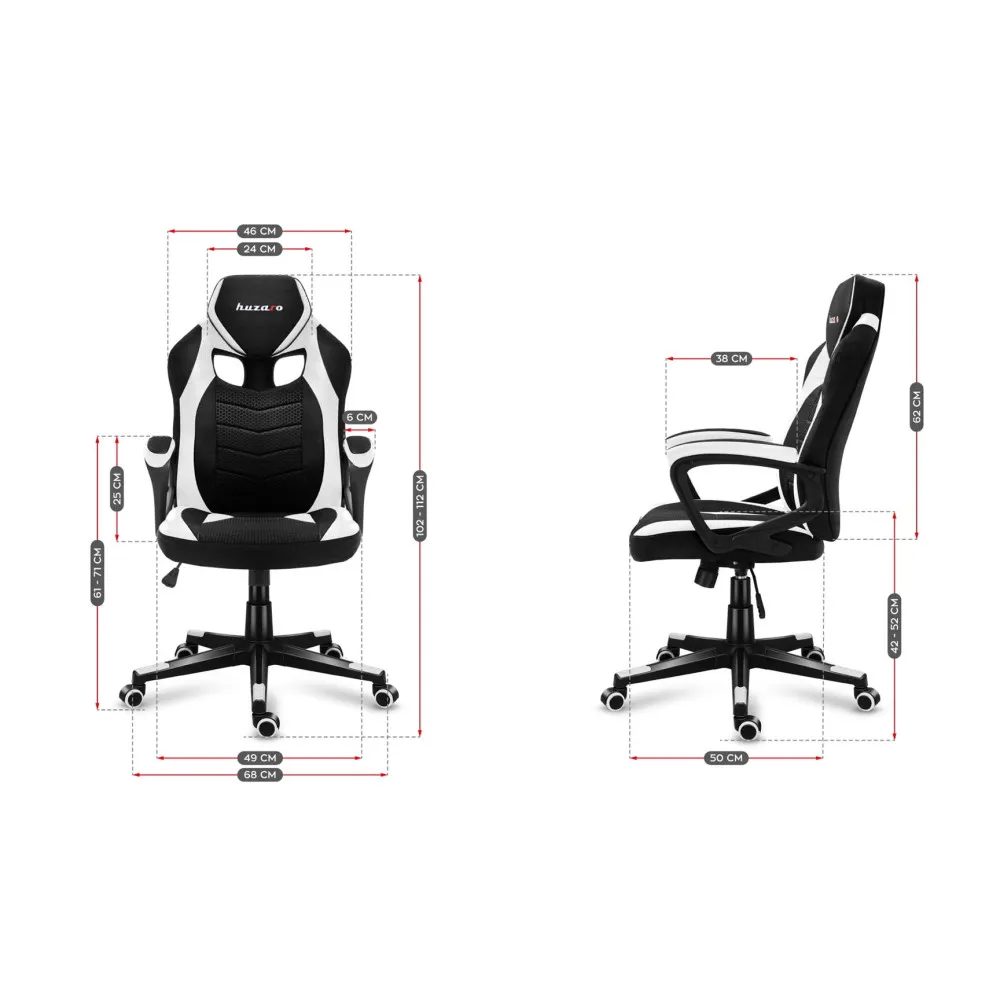 Fotel gamingowy Huzaro Force 2.5 White Mesh thumbnail 3