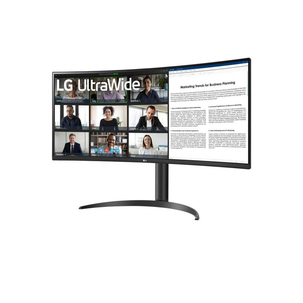 LG 34" LED Zakrzywiony Monitor 3440x1440 WQHD 100Hz VA HDMI DisplayPort AMD FreeSync thumbnail 2