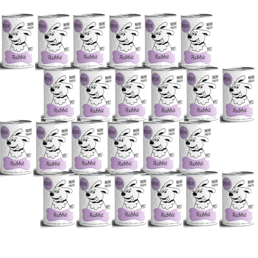 Mokra karma dla psa Paka Zwierzaka Pepe Rabbit 99% królik 24x400g thumbnail 1