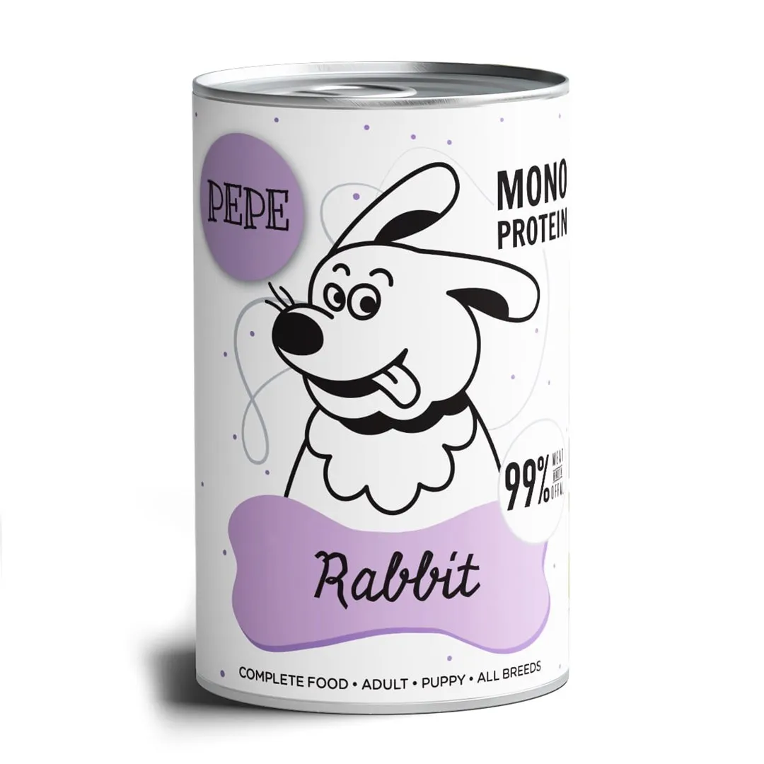 Mokra karma dla psa Paka Zwierzaka Pepe Rabbit 99% królik 12x400g thumbnail 2