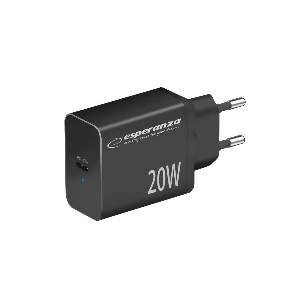 ESPERANZA ŁADOWARKA SIECIOWA 20W USB-C PD EZC104K thumbnail 1