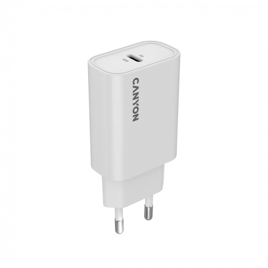 CANYON Ładowarka sieciowa OnCharge 30CL 30W 1xPD UK Biała thumbnail 1