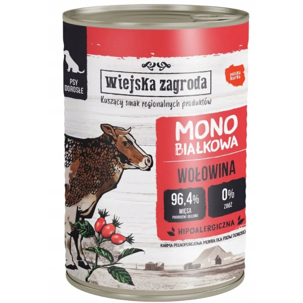 Wiejska Zagroda Monobiałkowa Mokra Karma Dla Psa z Wołowiną 12x400g thumbnail 2