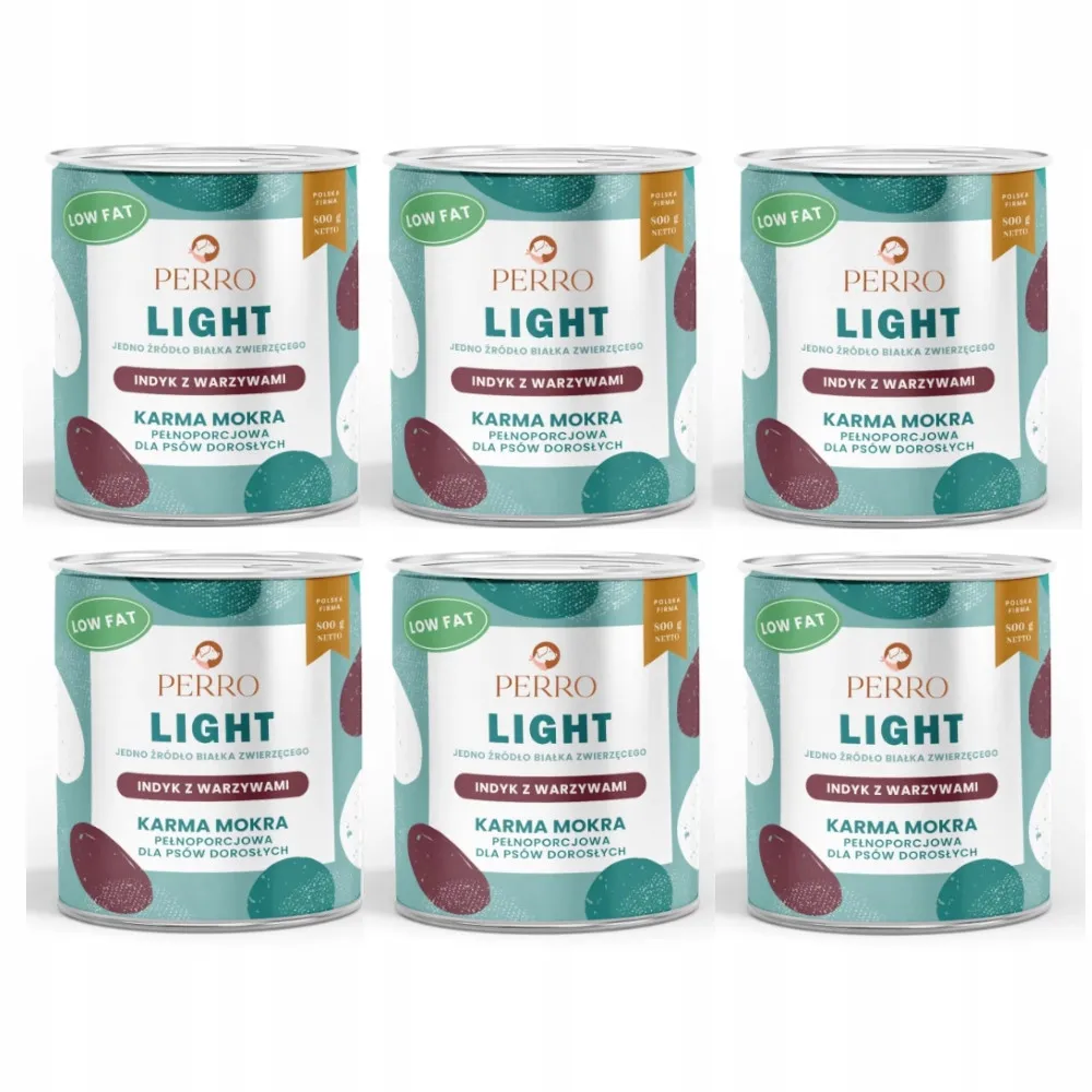 PERRO LIGHT mokra karma dla psa Indyk z warzywami 6x800g - 1