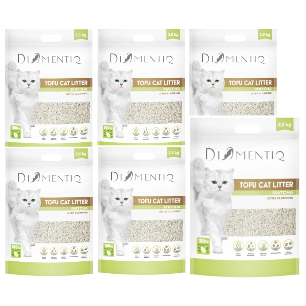 DIAMENTIQ Tofu Matcha Ultra clumping - żwirek roślinny - 6x2,5kg thumbnail 1