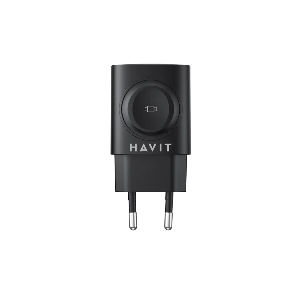 Havit UC132 EU - dwuportowa ładowarka GaN 22 W z opcją ładownia bezprzewodowego, czarna thumbnail 2
