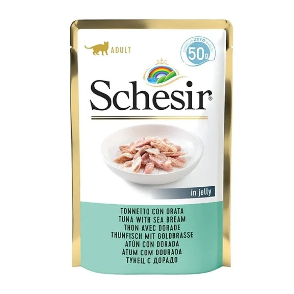 SCHESIR Single Dish Tuńczyk z Doradą Mokra karma dla kota Saszetka 24x50g thumbnail 2