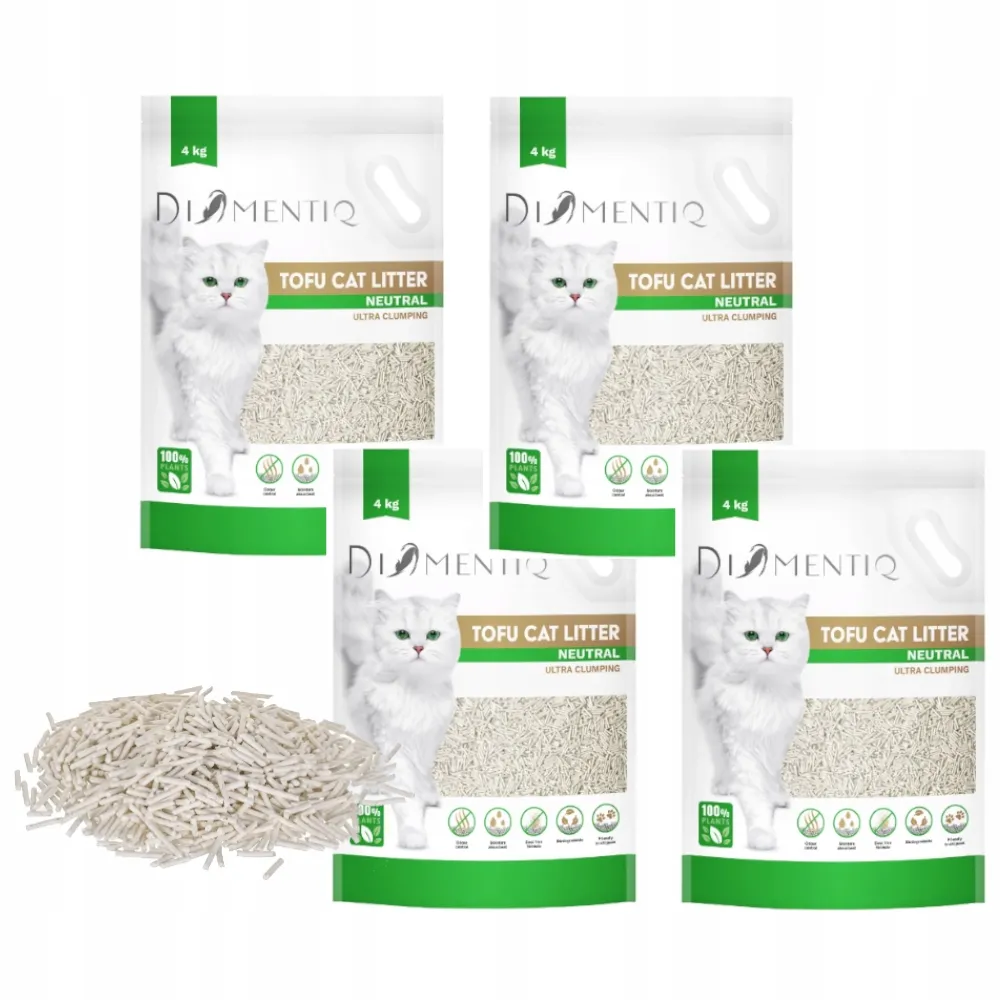 DIAMENTIQ Tofu Neutral Ultra clumping - żwirek roślinny - 4x4kg thumbnail 2