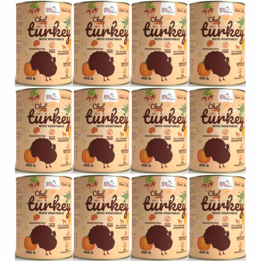 Mokra karma dla psa SYTA MICHA indyk z warzywami junior 12x400g thumbnail 3