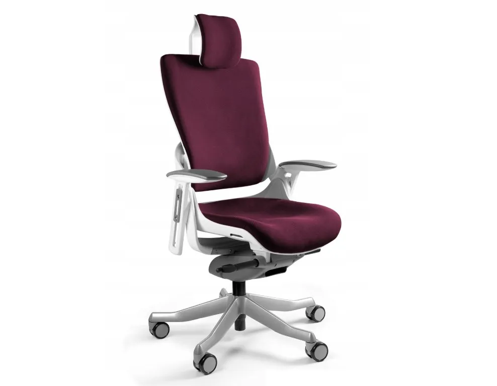 Fotel biurowy Wau 2 BL403 tkanina burgundy/biały thumbnail 1