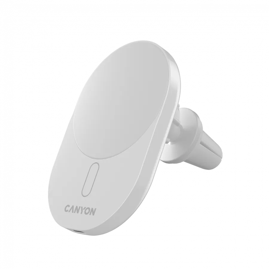 CANYON Ładowarka samochodowa OnGrip 105 15W Qi2 Magnetyczna Biała thumbnail 1
