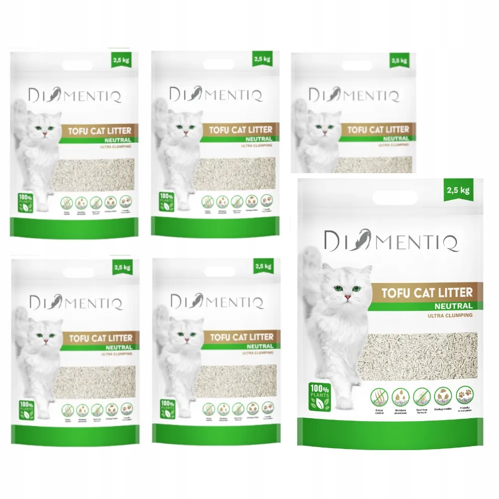 DIAMENTIQ Tofu Neutral Ultra clumping - żwirek roślinny - 6x2,5kg thumbnail 1