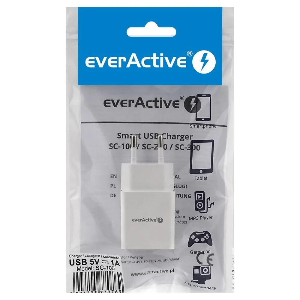 EVERACTIVE ŁADOWARKA USB 1 PORTOWA, 1 A SC-100 thumbnail 2