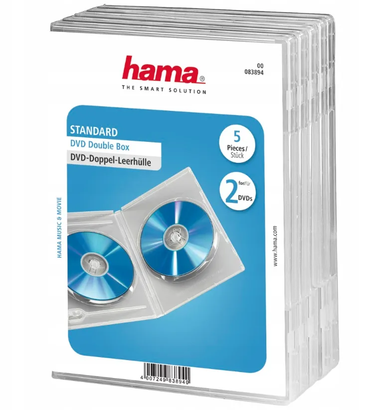 Pudełko Hama na płyty DVD podwójne 5 sztuk przezroczyste - 1