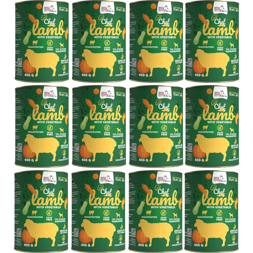 SYTA MICHA jagnięcina z warzywami Mokra karma dla psa puszka 12x400g - 1