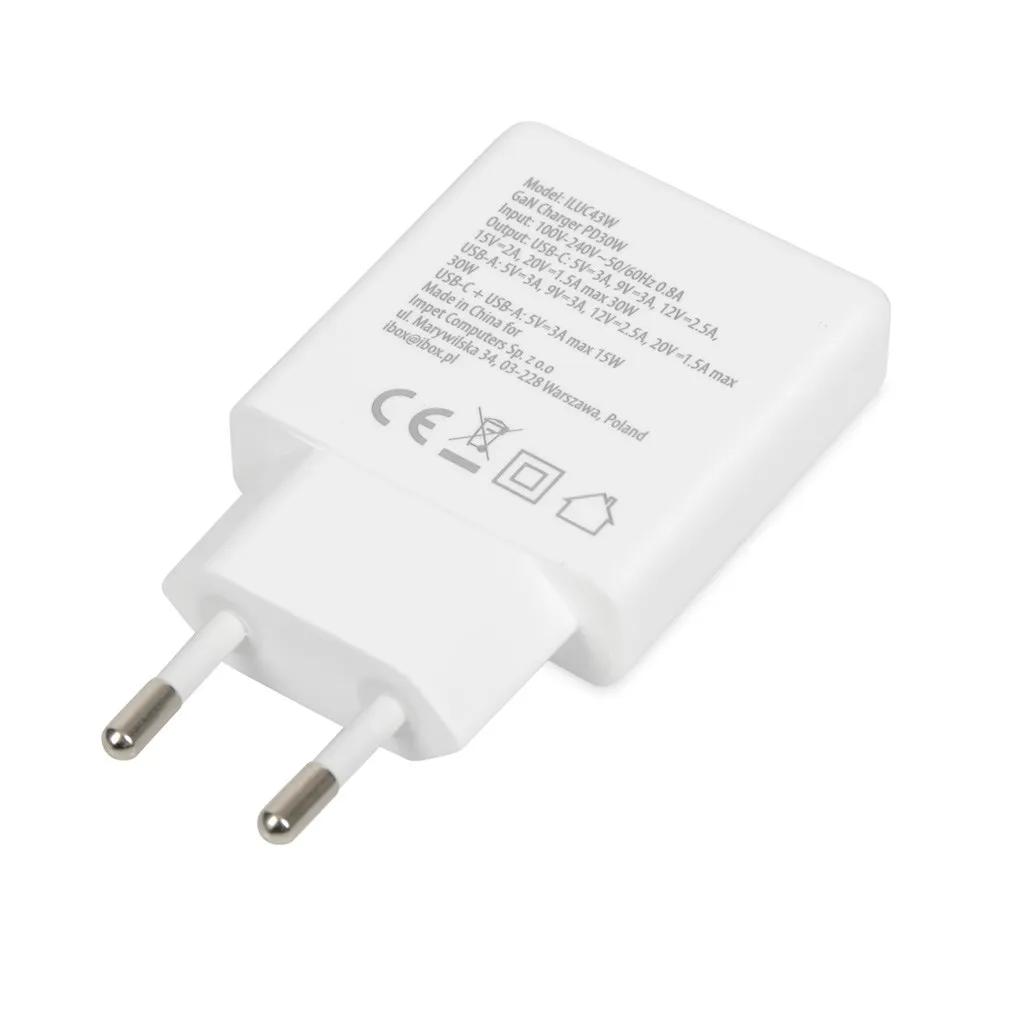IBOX ŁADOWARKA UNIWERSALNA C-43 PD30W SLIM WHITE thumbnail 3