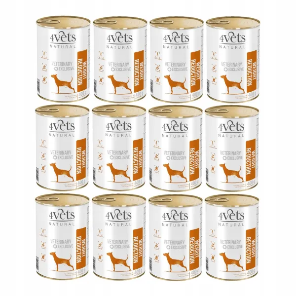 4VETS Natural Weight Reduction Dog - mokra karma dla psa - 12x400g