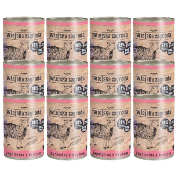 WIEJSKA ZAGRODA Jagnięcina z krylem - mokra karma dla kota - 12x400g