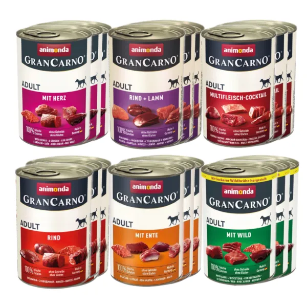 MOKRA KARMA dla psa ANIMONDA Grancarno Adult MIX smakow 15x400g + 3 GRATIS