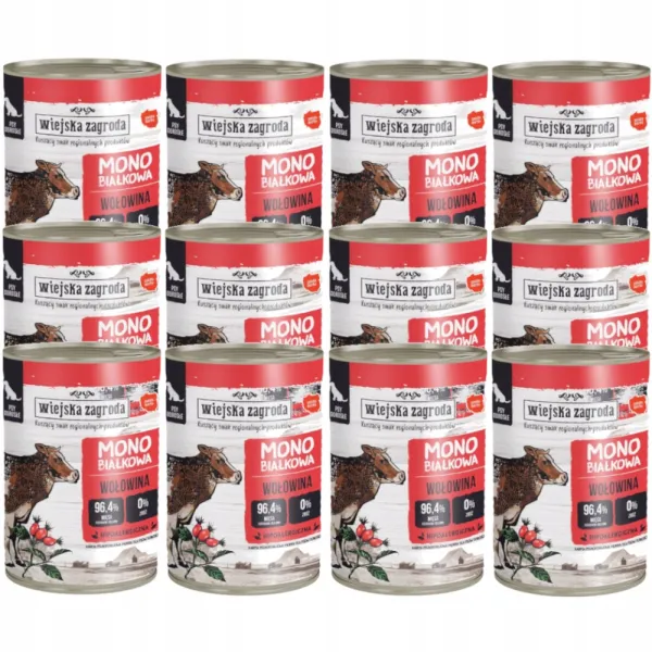 Wiejska Zagroda Monobiałkowa Mokra Karma Dla Psa z Wołowiną 12x400g