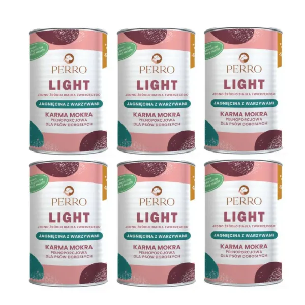 Karma mokra dla psa PERRO LIGHT jagnięcina z warzywami 6x400g
