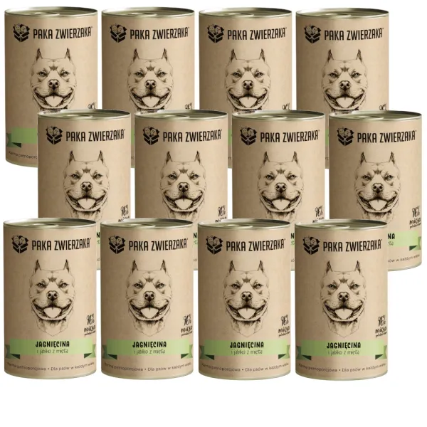 Mokra karma dla psa Paka Zwierzaka Jagnięcina i jabłko z miętą 12x400g