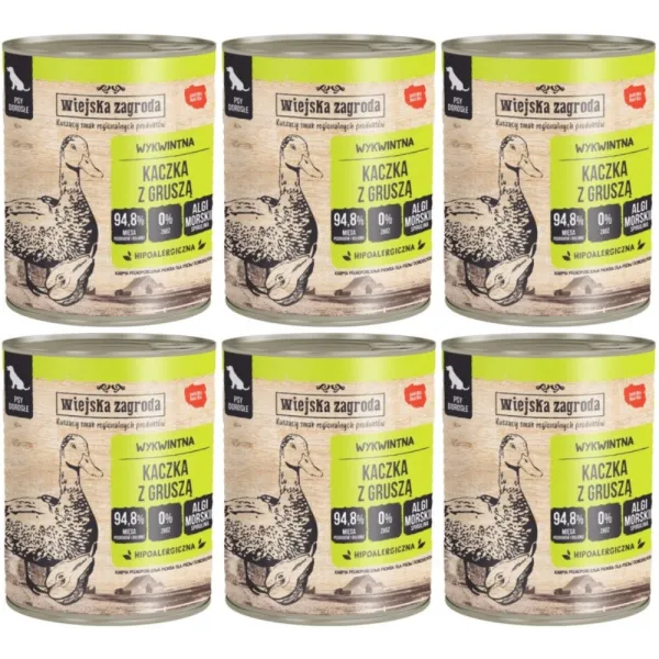Wiejska Zagroda mokra karma dla psa kaczka gruszka 6x800g