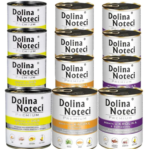Mokra karma dla psa DOLINA NOTECI Premium MIX 3 SMAKÓW 12x800g