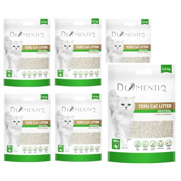 DIAMENTIQ Tofu Neutral Ultra clumping - żwirek roślinny - 6x2,5kg