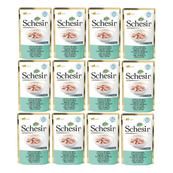 SCHESIR Single Dish Tuńczyk z Doradą Mokra karma dla kota Saszetka 24x50g