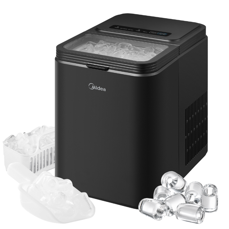 MIDEA KOSTKARKA CZARNA 1,3L 12KG DOMOWA PRZENOŚNA MASZYNA DO ROBIENIA LODU