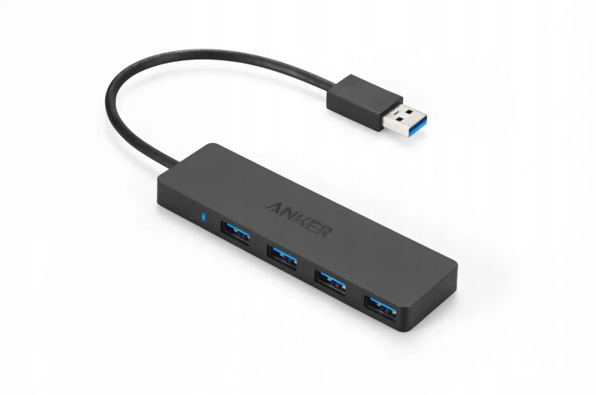 Ultracienki 4-portowy koncentrator danych Anker USB 3.0, 5 Gb/s, Czarny thumbnail 3