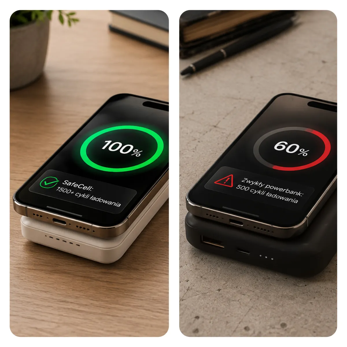 3mk SafeCell 4 in 1 Semi-Solid 22.5W Build in Cable Apple Watch MagSafe 10,000mAh Beige thumbnail 2