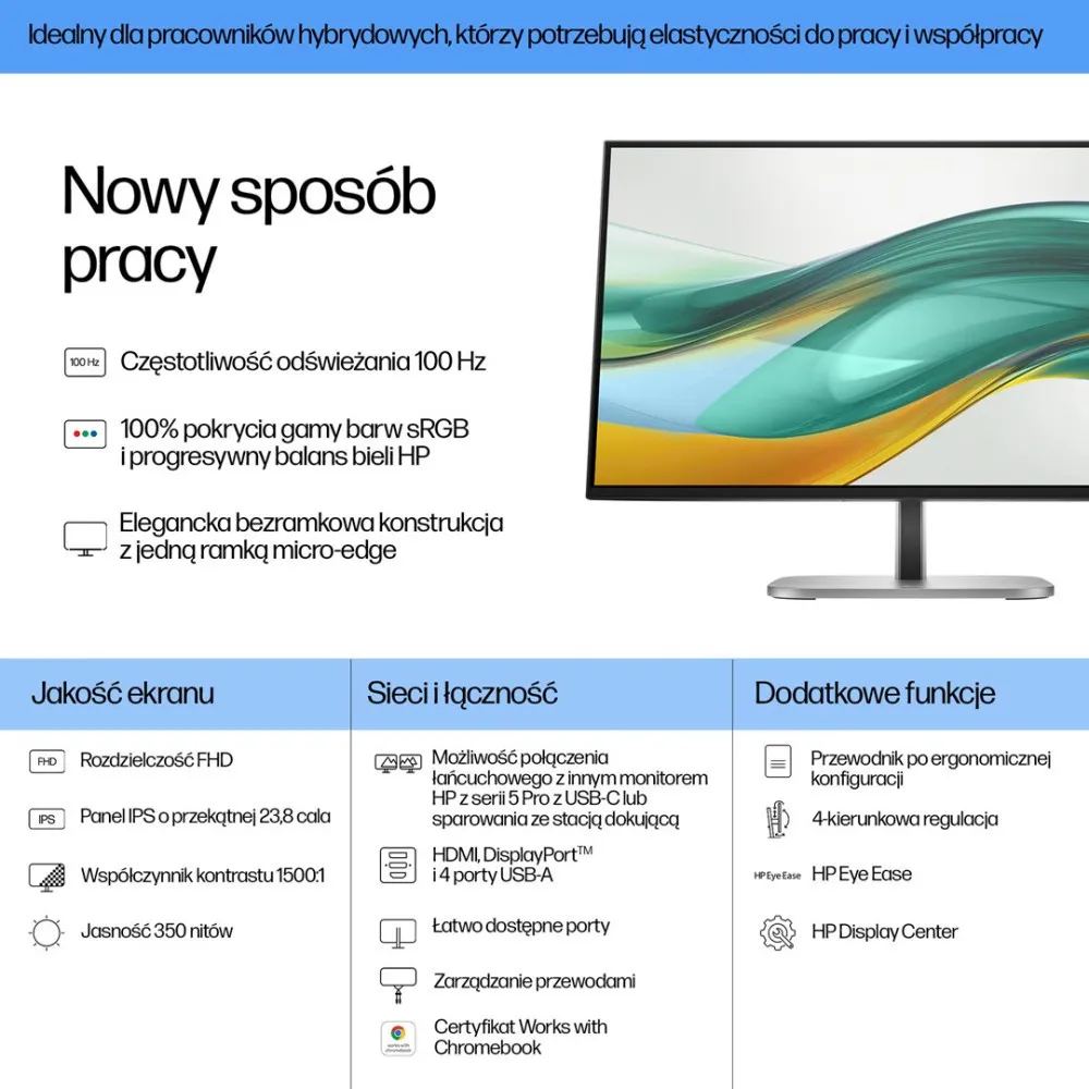 MONITOR HP LED 23,8” S5 Pro 524pf (9D9L6UT) thumbnail 3