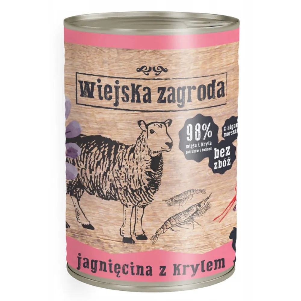 WIEJSKA ZAGRODA Jagnięcina z krylem - mokra karma dla kota - 12x400g thumbnail 2