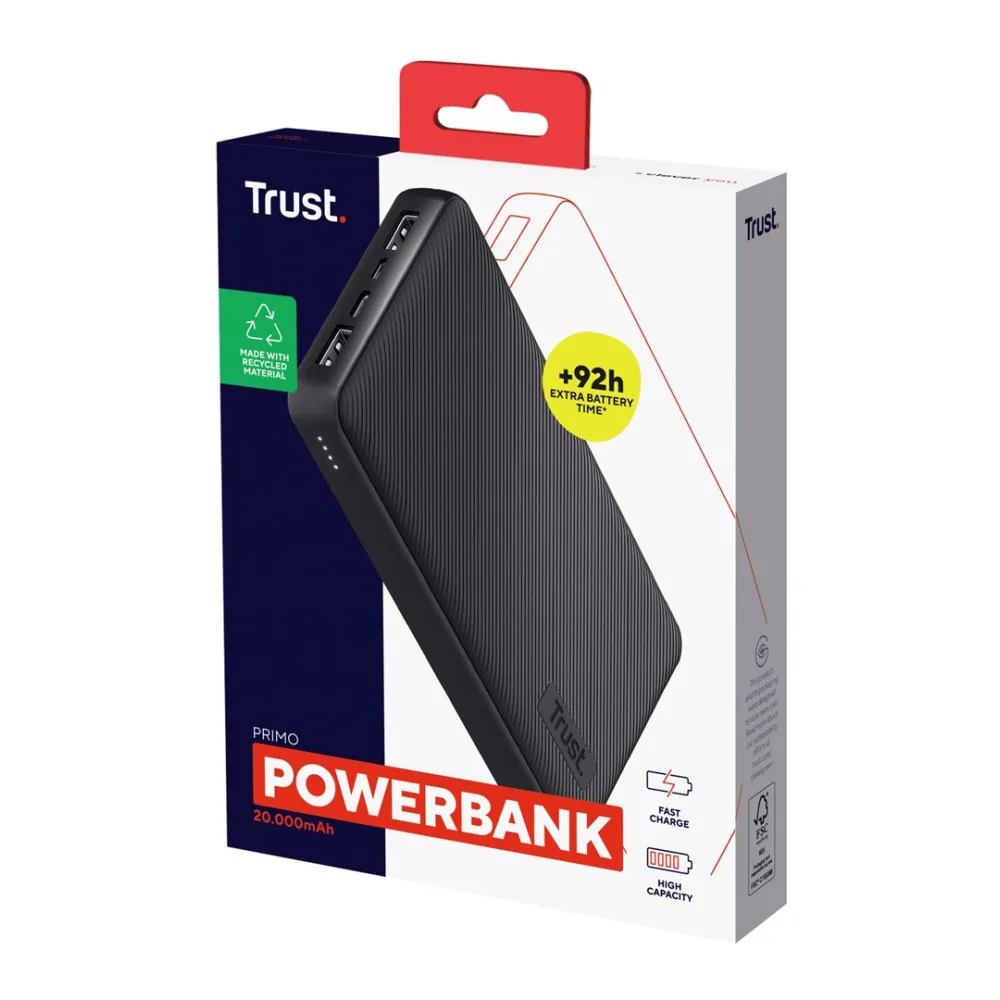 Powerbank Trust PRIMO 20000mAh ECO Black thumbnail 2