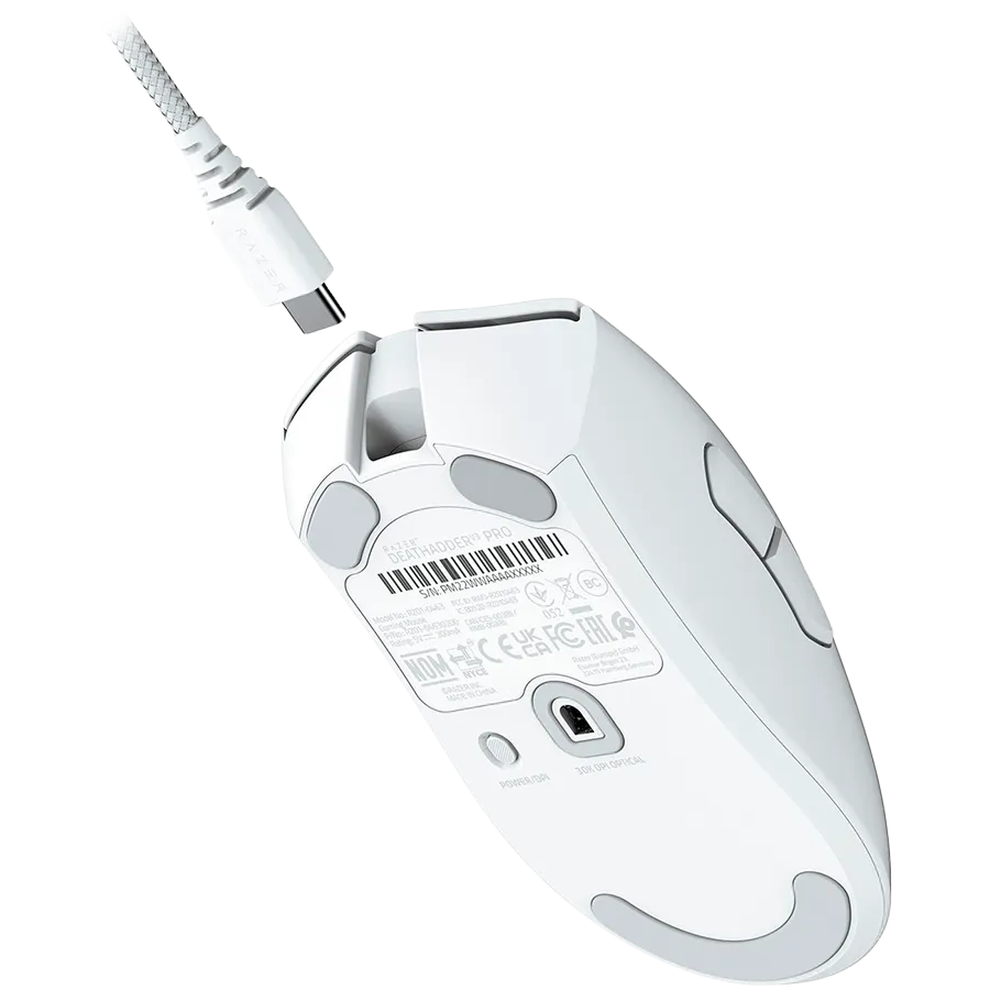 RAZER Mysz Gamingowa DeathAdder V3 Pro, White Edition, Ergonomic Bezprzewodowa thumbnail 3