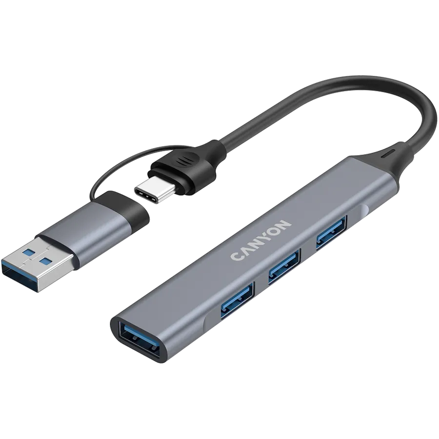 CANYON HUB DS-02 4 w 1 USB-A/C Szary thumbnail 3