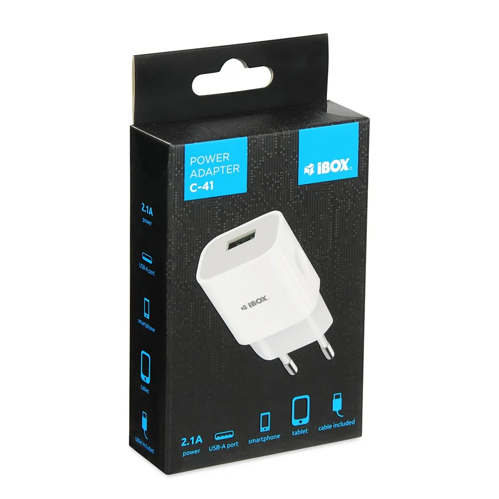 Ładowarka sieciowa iBOX C-41 USB 2A, 1 port USB, kabel microUSB thumbnail 3