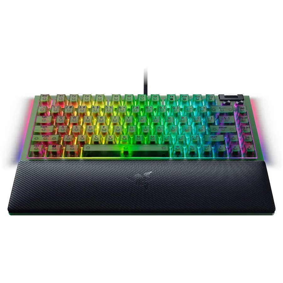 Razer BlackWidow V4 75% Phantom Green Edition, US Layout, Razer Chroma RGB, Hot-swappable Design, Detachable Type C Cable, PCB & Case sound dampening foam, Up to 8,000 Hz polling rate, Doubleshot ABS Keycaps, Magnetic Plush Leatherette thumbnail 2