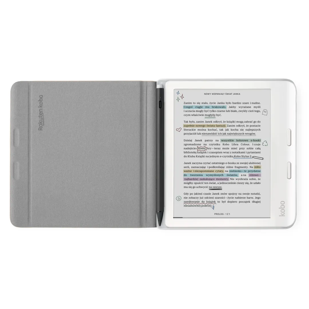 Etui do czytnika ebook Kobo Libra Notebook case ochronny z klapką beżowy thumbnail 2