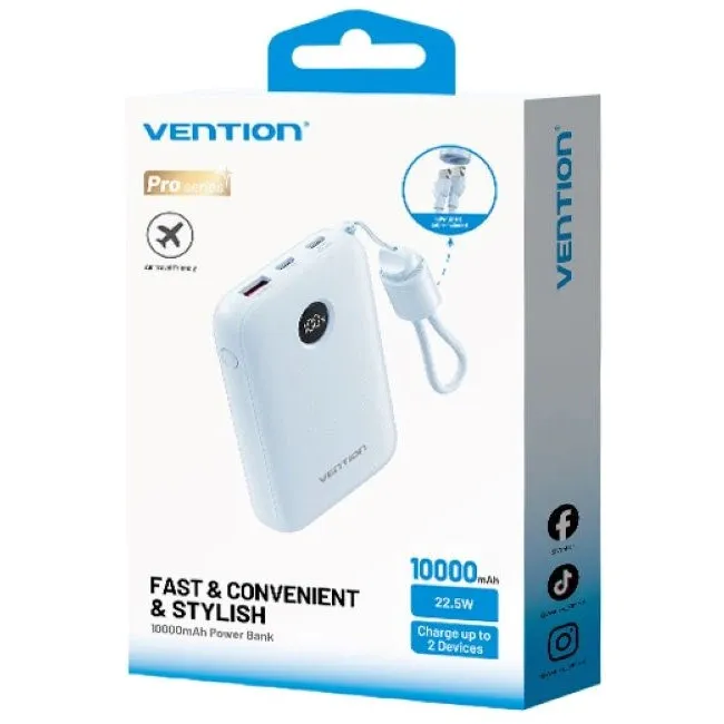 Powerbank Vention 10000mAh 2xUSB-C 1xUSB-A 22,5W BL thumbnail 3